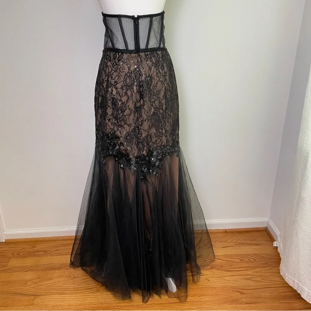 DAVID'S BRIDAL Galina Signature Strapless Corset Gown Tulle Dress #WBM3095 Prom - Picture 13 of 16